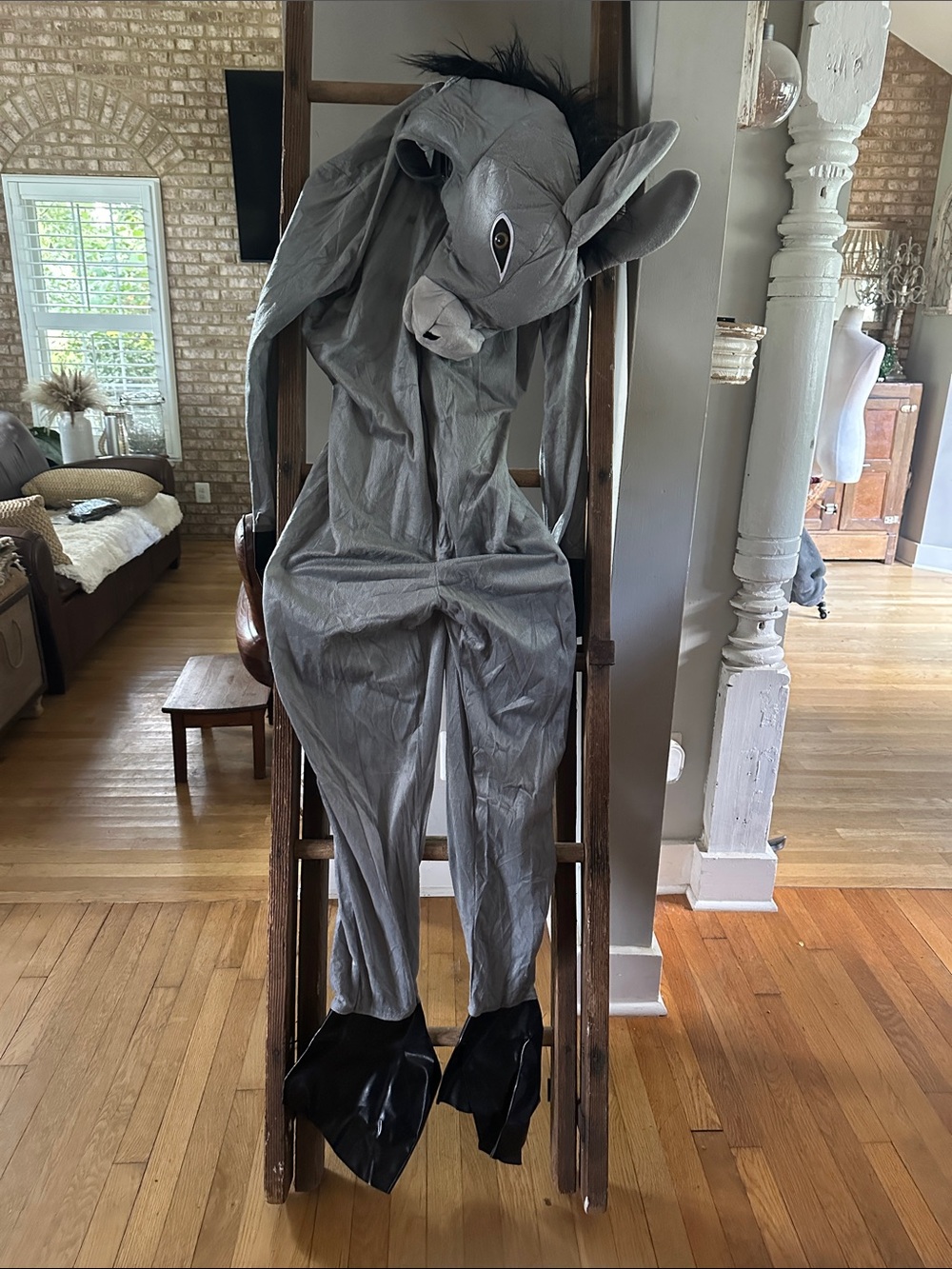 SPIRTI HALLOWEEN GRAY HORSE COSTUME LARGE HEAD TAIL HOOF XL *